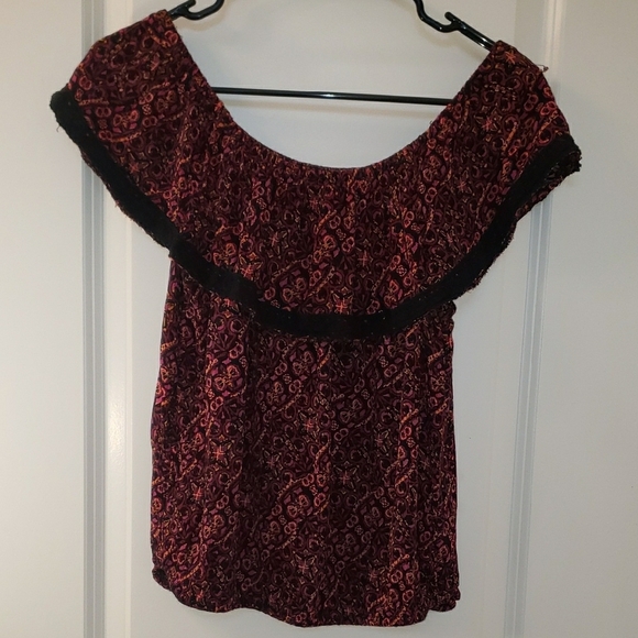 Mossimo Supply Co Pink and Black Ruffled Sleeveless Blouse - Picture 5 of 6